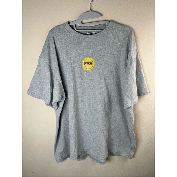 VTG Nike Graphic Logo Tee Sz Large Gray Yellow - Picture 1 of 5